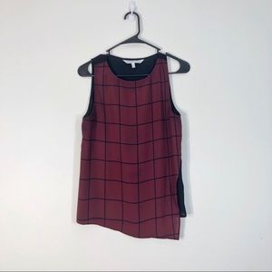 Asymmetrical Burgundy Grid Tank